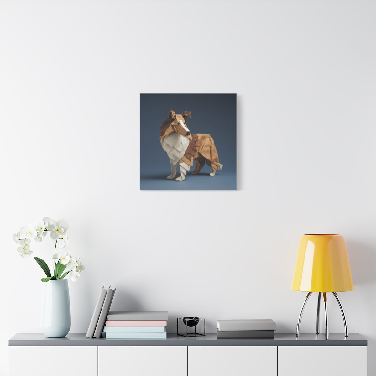 Origami Sheltie Wall Art – Dekoracja Do Wnętrz Japandi