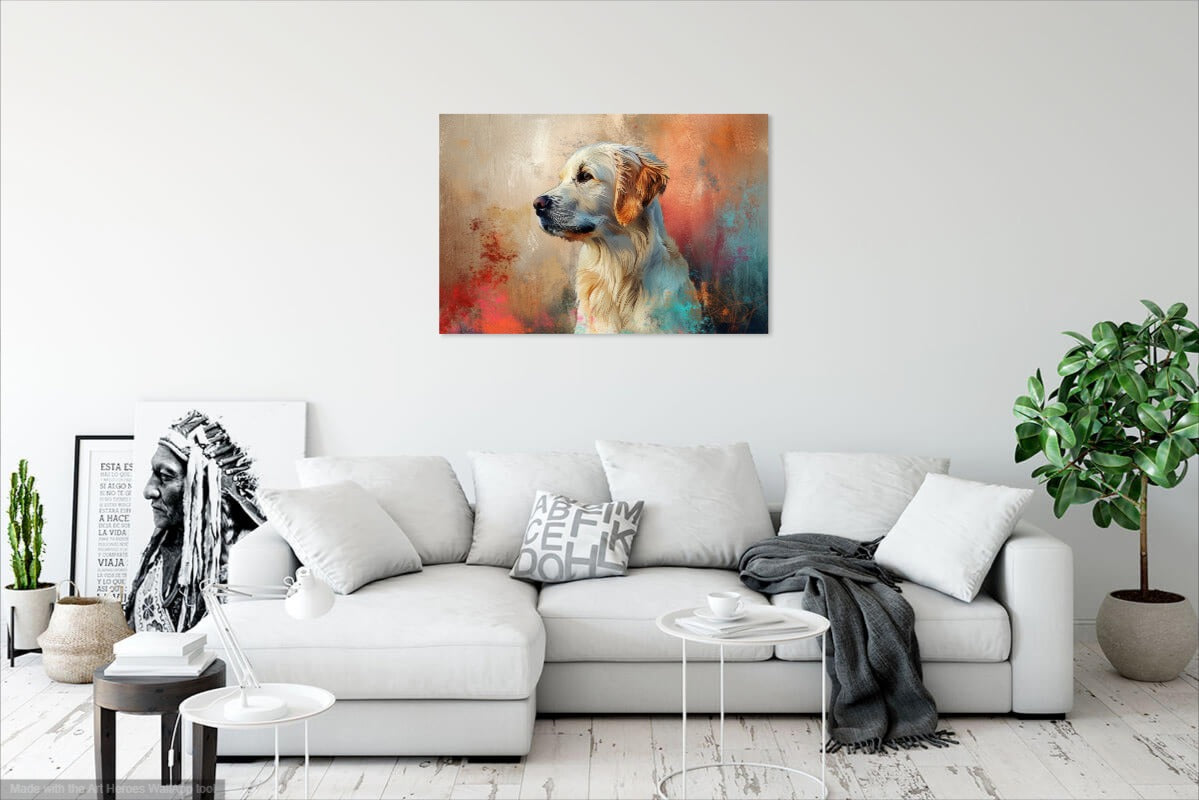 Kolorowy Portret Golden Retrievera – Obraz na Ścianę