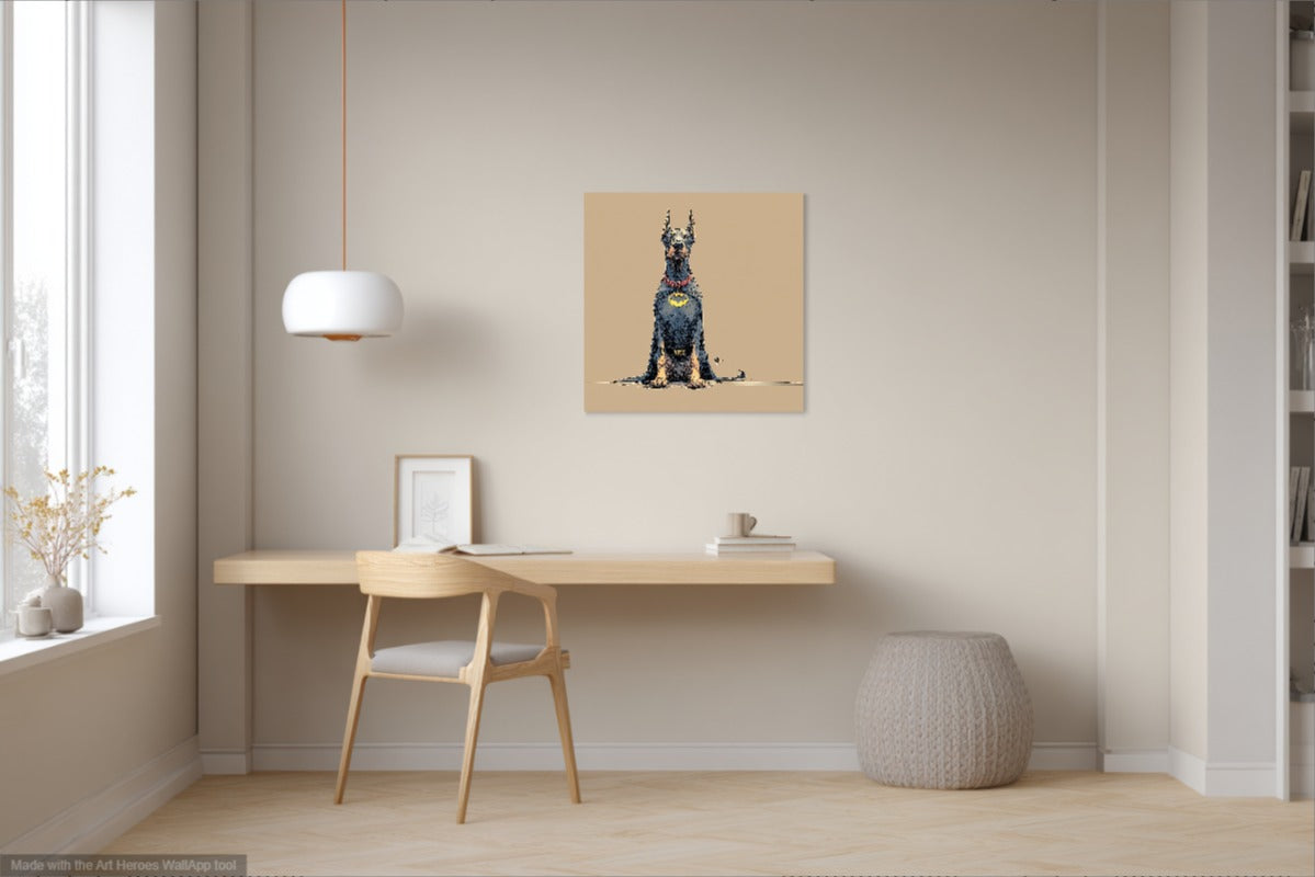 Doberman jako Batman – Obraz Ilustracja Komiksowa