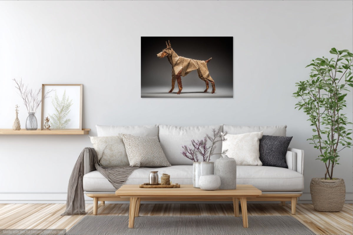 Doberman w Stylu Origami – Designerski Obraz do Wnętrz