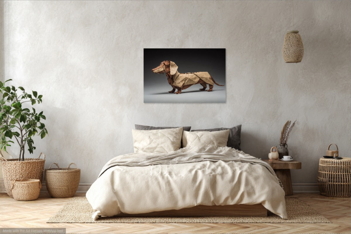 Jamnik Origami – Artystyczna Ilustracja Psa w Stylu Papierowym