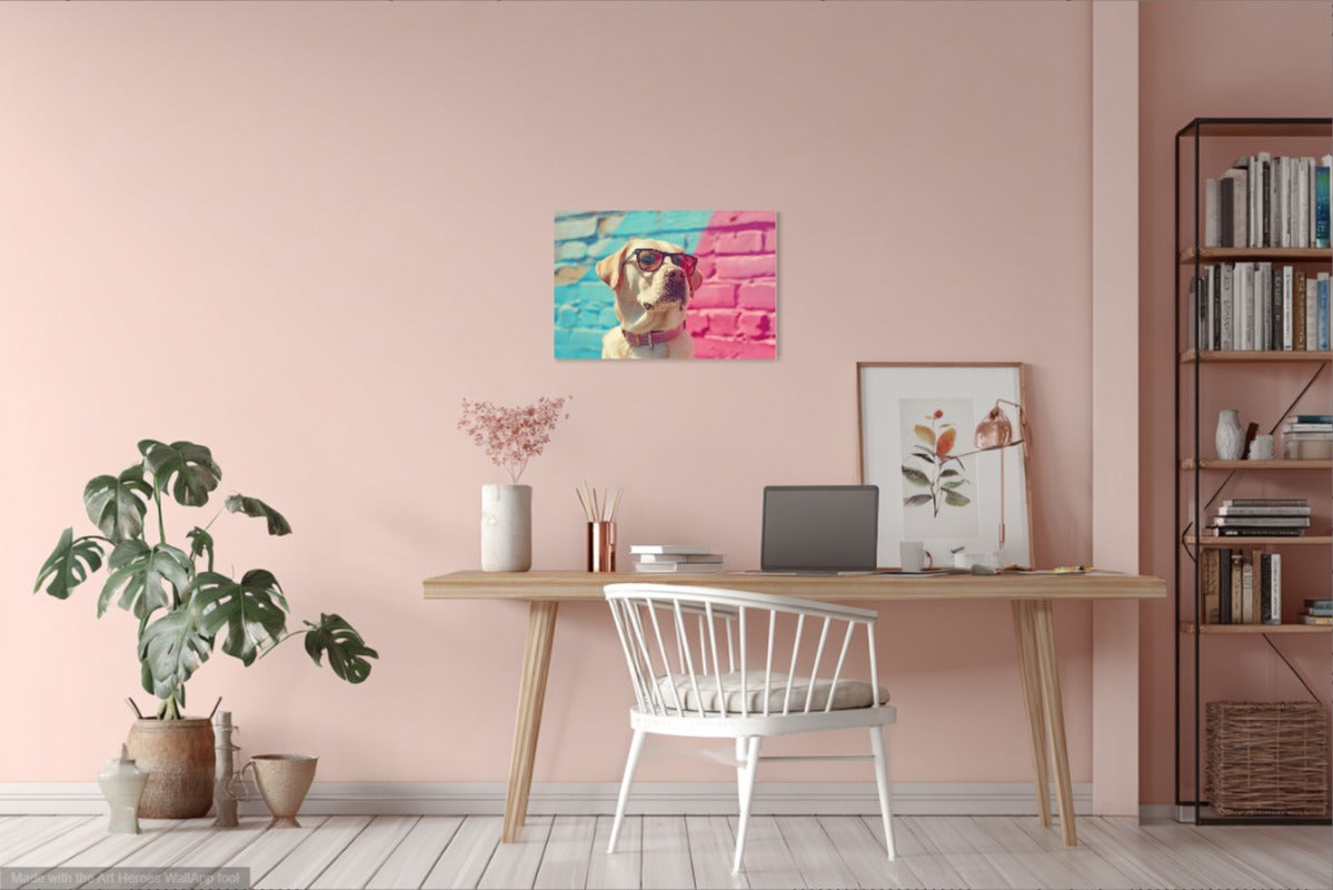 Retro Labrador z Okularami – Popkulturowa Sztuka Na Ścianę