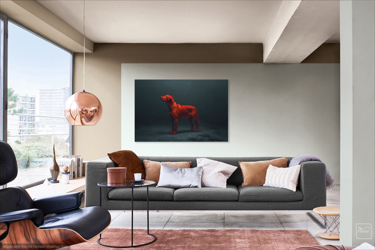 Nowoczesny Obraz "Czerwony Labrador" – Surrealistyczna Dekoracja do Wnętrz