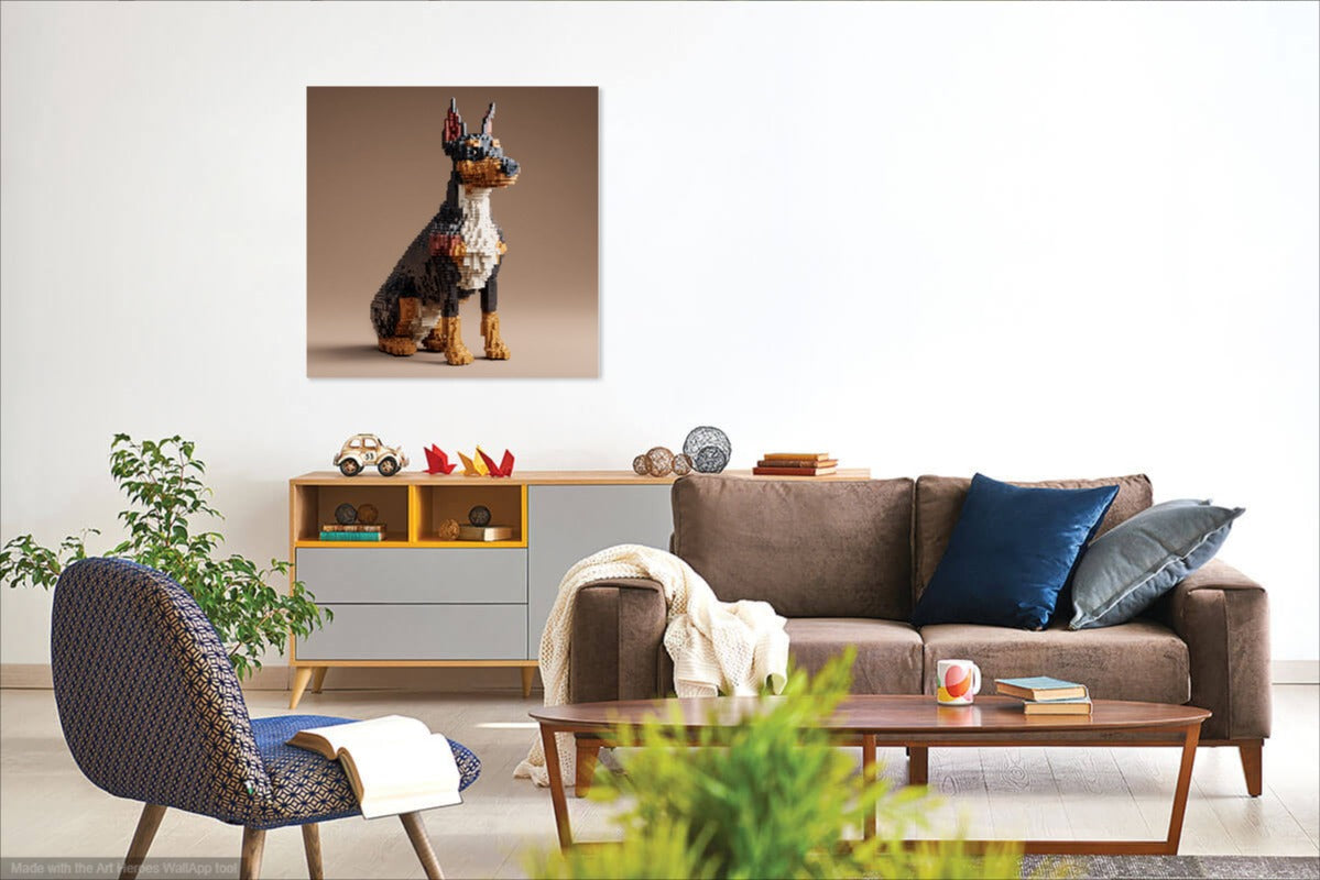 Doberman z LEGO – Pikselowa Sztuka na Ścianę