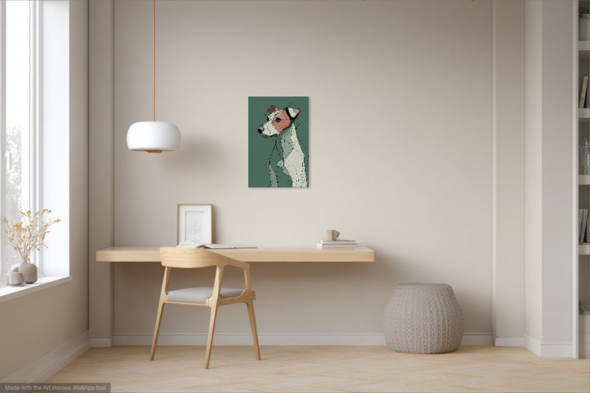 Jack Russell Terrier – Artystyczny Line Art Na Zielonym Tle
