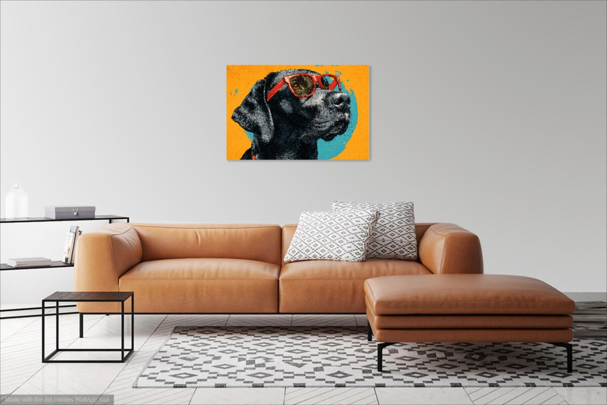 Stylowy Labrador w Okularach – Obraz Retro Do Pokoju