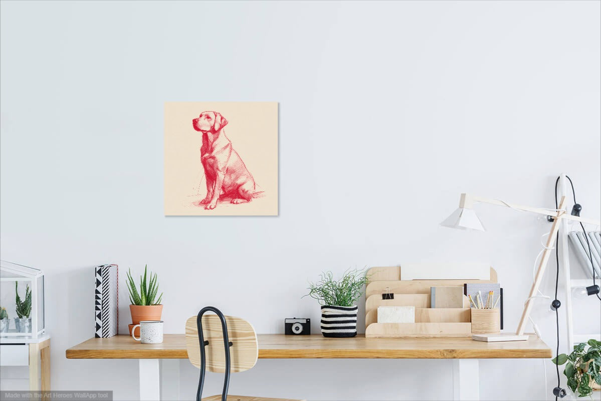Czerwony Szkic Labradora – Nowoczesna Grafika Liniowa