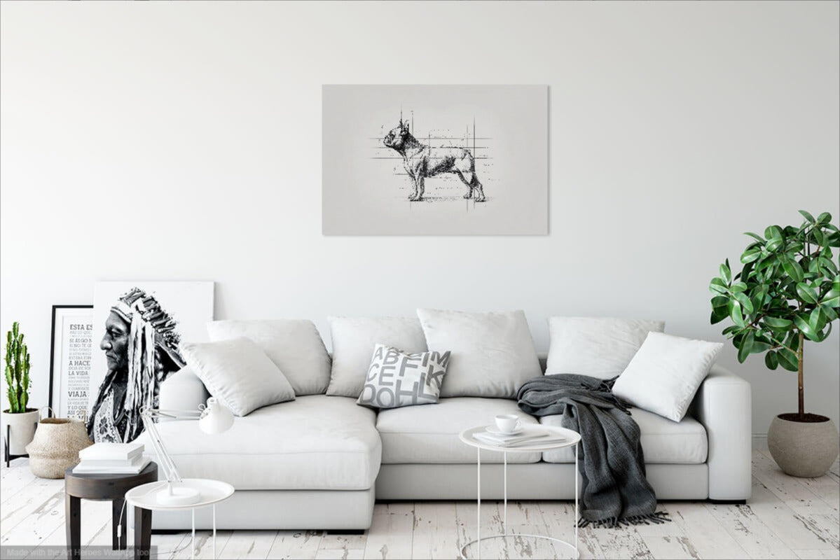 Minimalistyczny Szkic Buldoga Francuskiego – Nowoczesna Dekoracja Ścienna