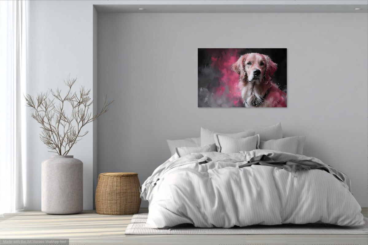Obraz Golden Retriever – Nowoczesne Malarstwo w Stylu Banksy
