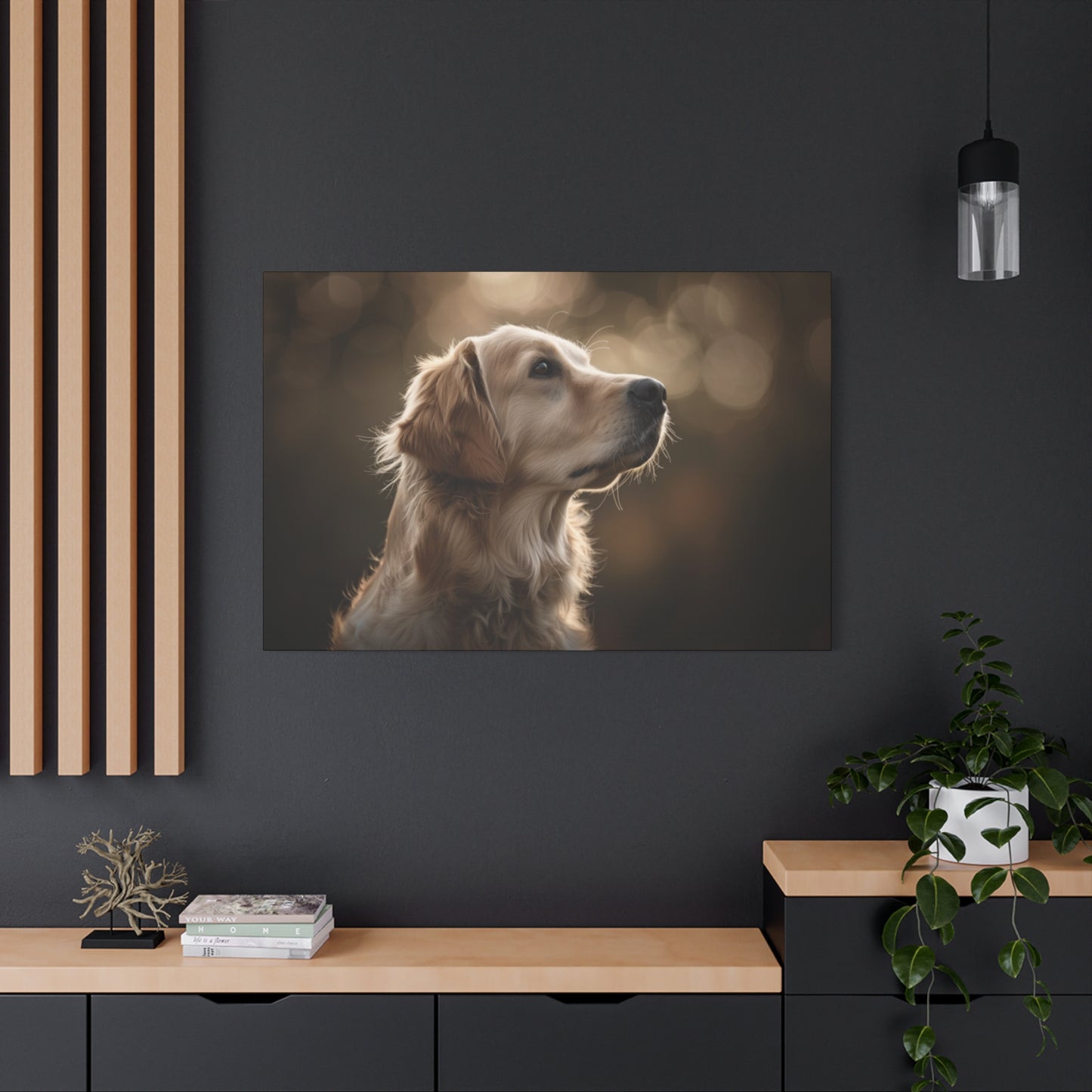 Golden Retriever Elegancki Obraz na Płótnie z Psem w Naturalnym Stylu