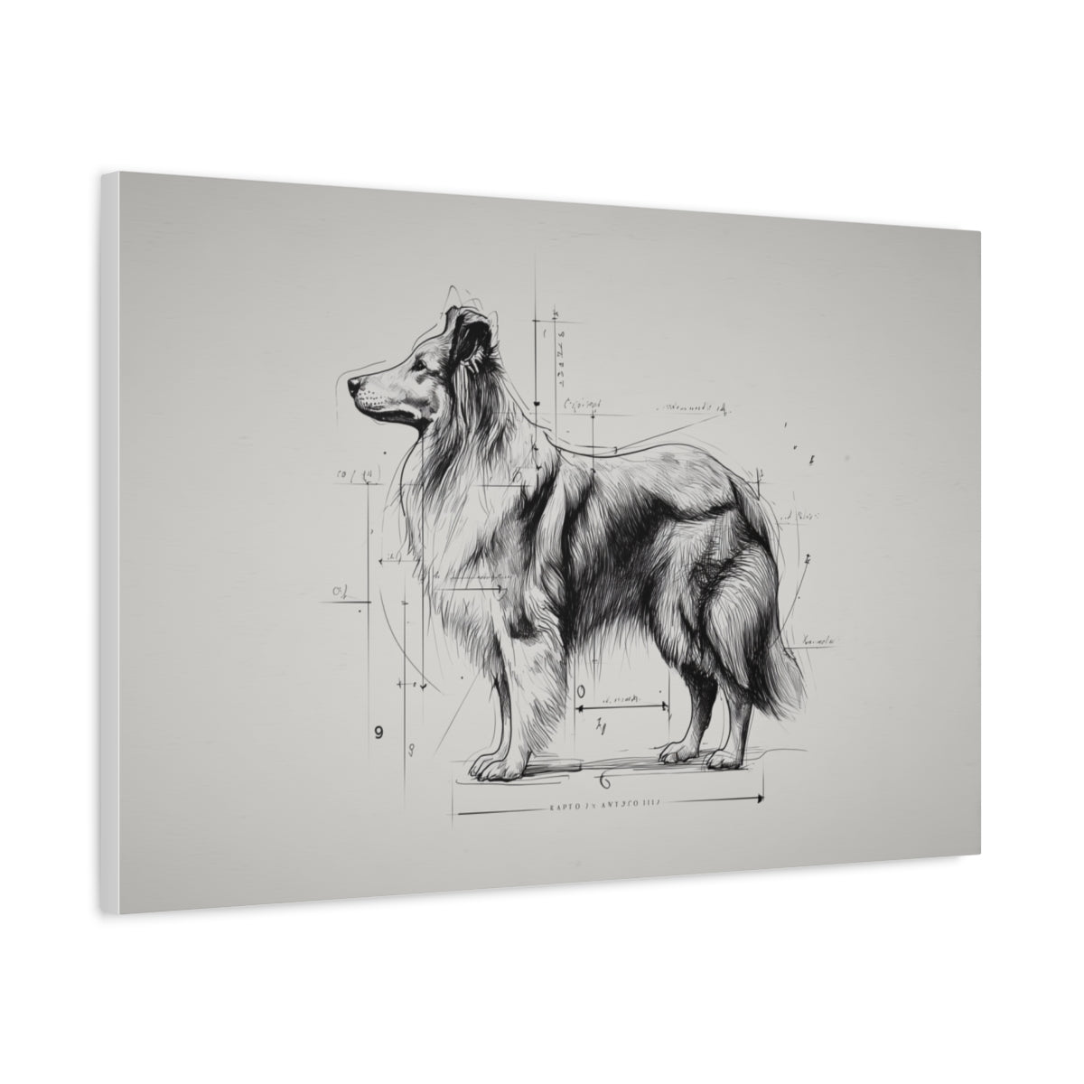 Artystyczny Szkic Sheltie – Elegancka Czarno-Biała Grafika Ścienna