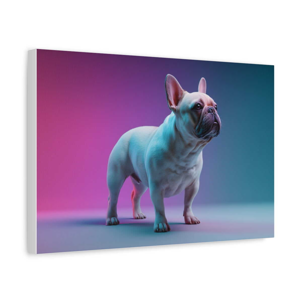 Buldog Francuski w Neonowym Świetle – Fotorealistyczny Obraz