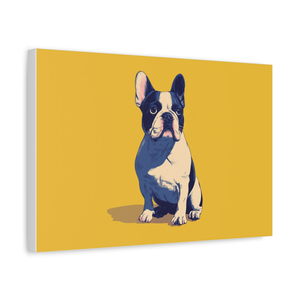 Buldog Francuski w Stylu Pop-Art – Kolorowy Obraz Na Żółtym Tle