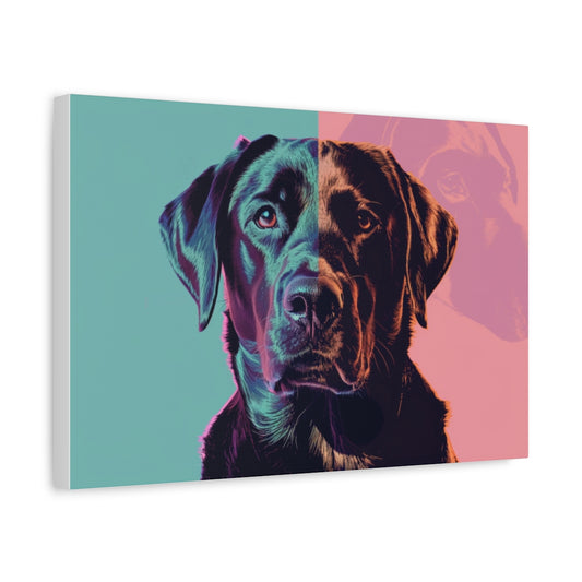 Czarny Labrador z Tłem Pół na Pół - Obraz w Styly Pop-art