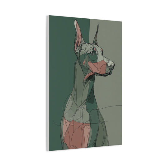 Doberman w Stylu Lineart – Nowoczesna Ilustracja Ścienna