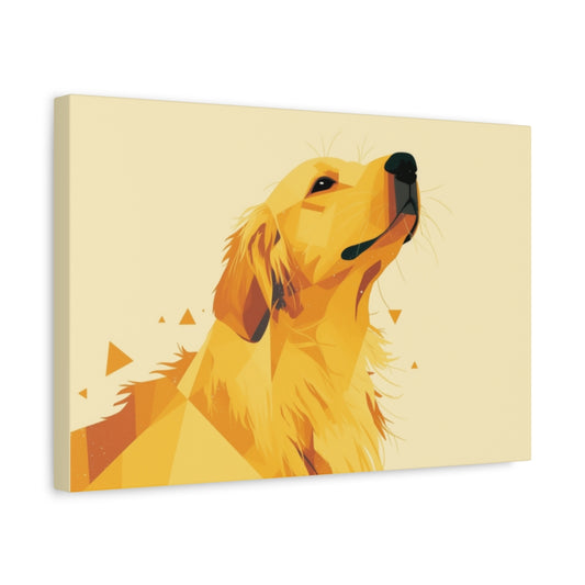 Golden Retrieverem w Stylu Geometrycznym – Żółto-Pomarańczowy Obraz