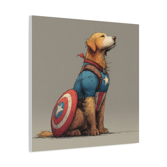 Golden Retriever jako Kapitan Ameryka – Artystyczny Obraz