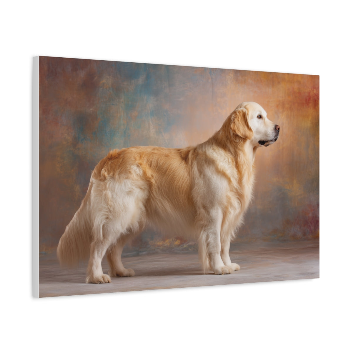 Golden Retriever na Malarskim Tle – Stylowy Portret Ścienny