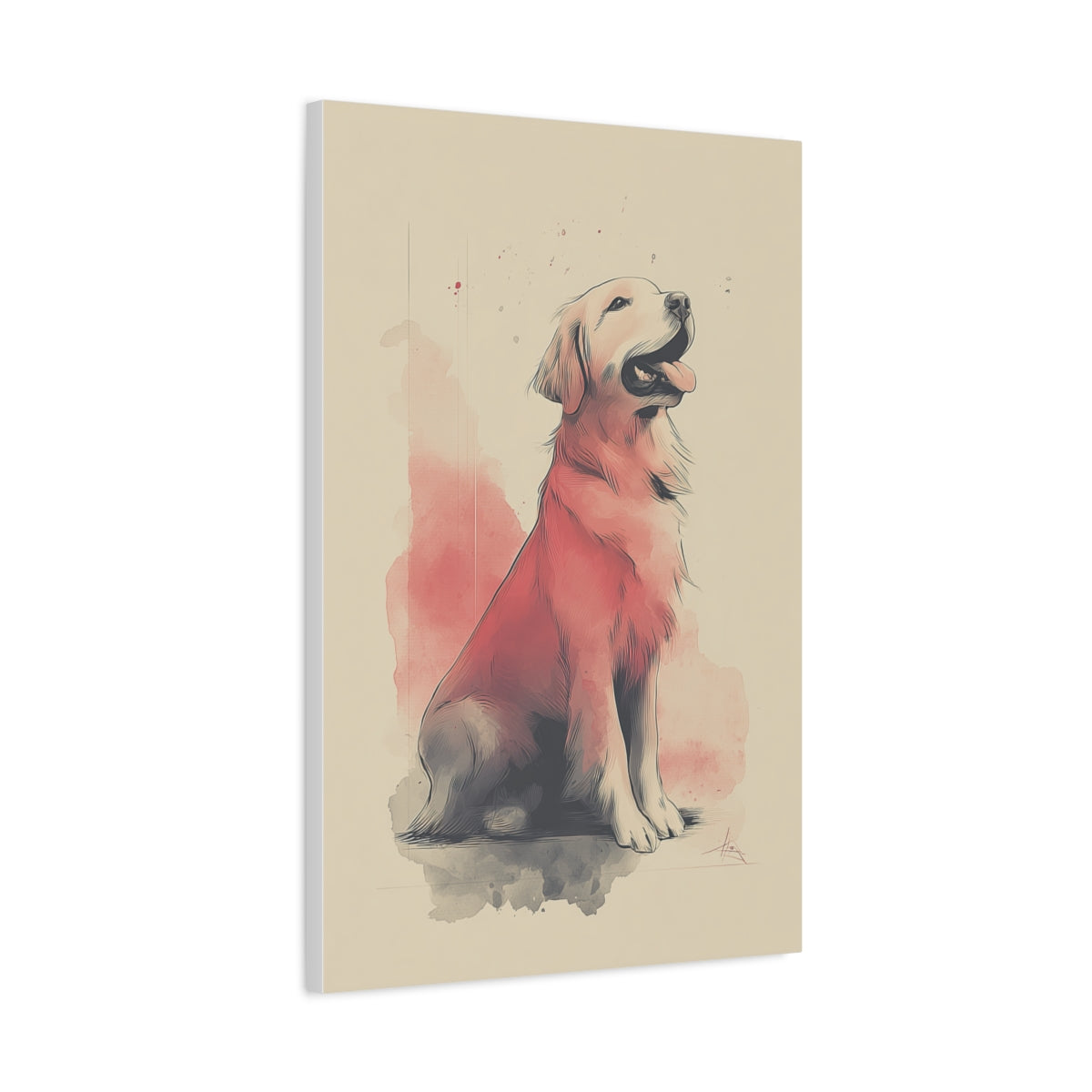 Golden Retriever w Akwareli – Nowoczesny Obraz Ilustracyjny