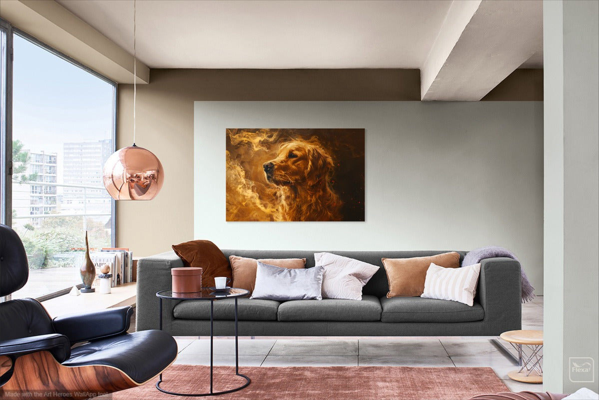 Obraz Golden Retriever w Bursztynowych Barwach - Obraz Dekoracyjny