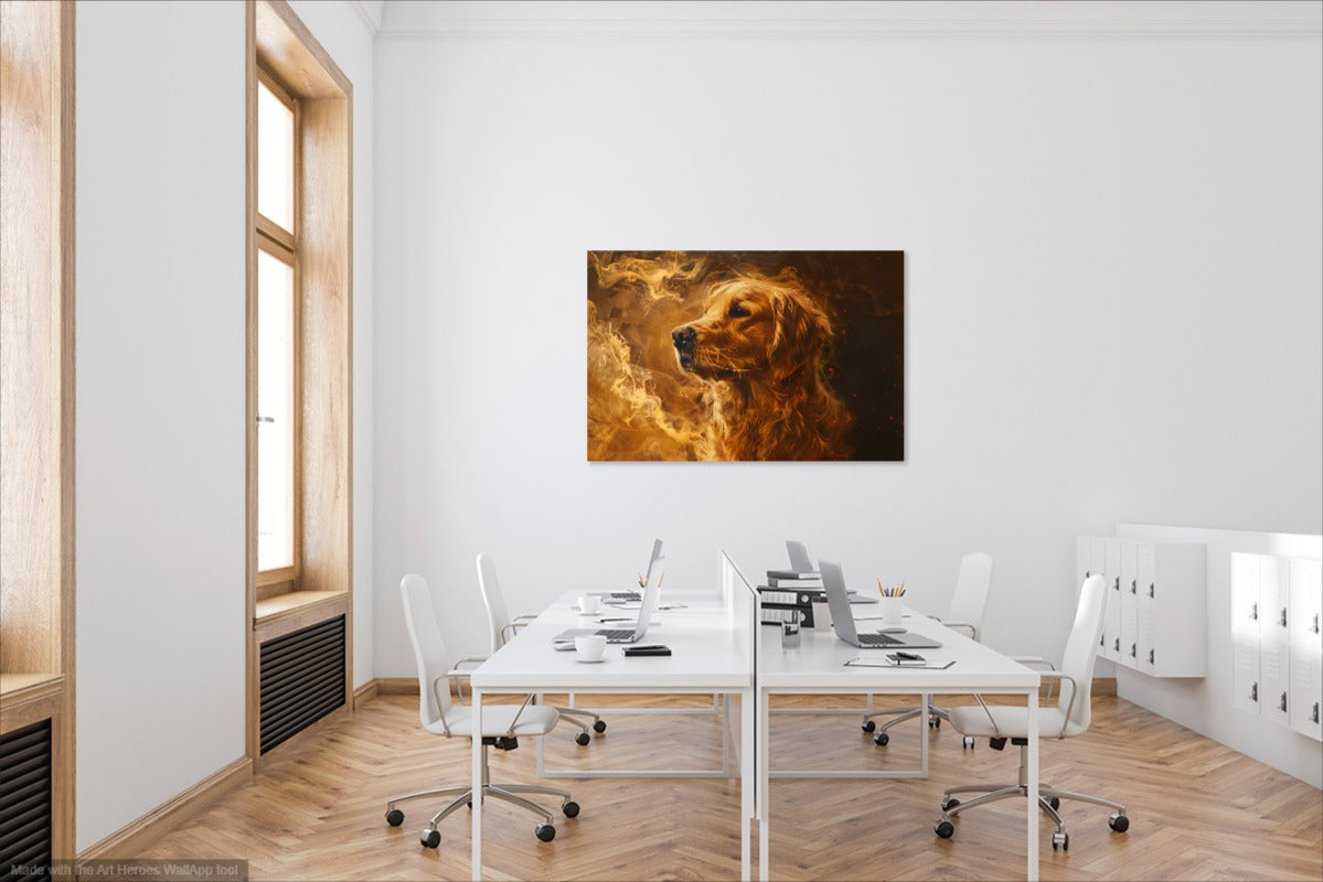 Obraz Golden Retriever w Bursztynowych Barwach - Obraz Dekoracyjny