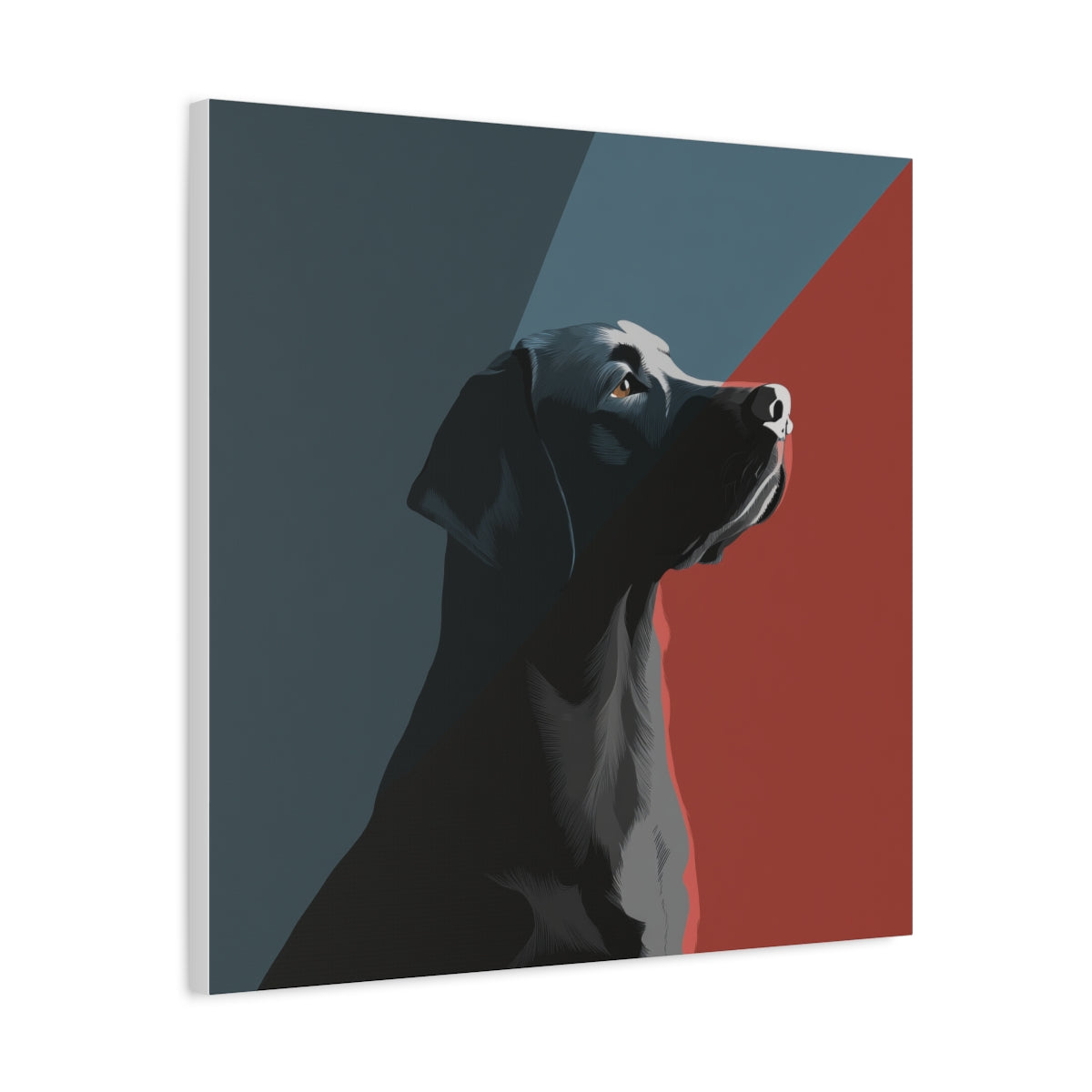 Grafika Labrador w Stylu Loftowym – Ceglana Czerwień i Błękit