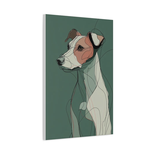 Jack Russell Terrier – Artystyczny Line Art Na Zielonym Tle