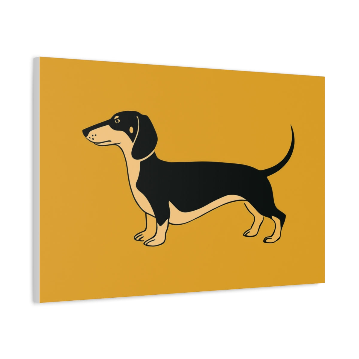 Jamnik na Żółtym Tle – Nowoczesna Grafika do Dekoracji Ściennej