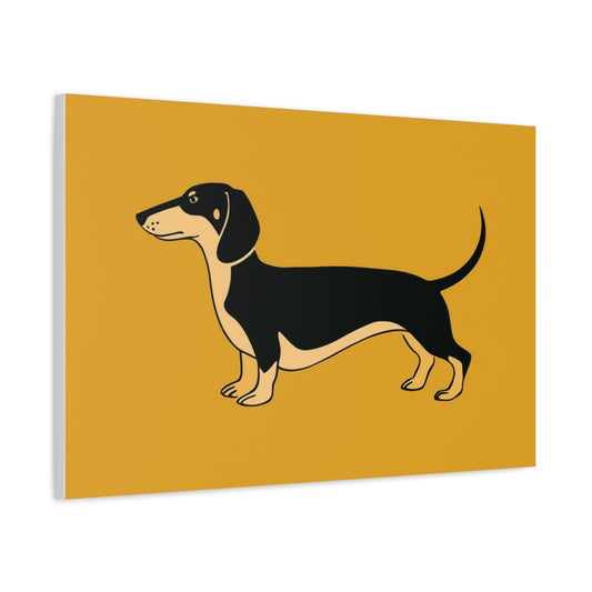 Jamnik na Żółtym Tle – Nowoczesna Grafika do Dekoracji Ściennej