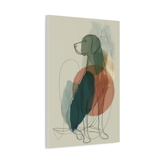 Labrador w Stylu Line Art – Nowoczesny Obraz Psa z Abstrakcyjnym Tłem