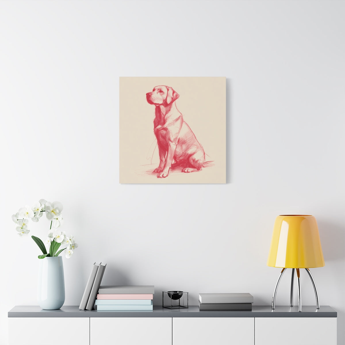 Czerwony Szkic Labradora – Nowoczesna Grafika Liniowa
