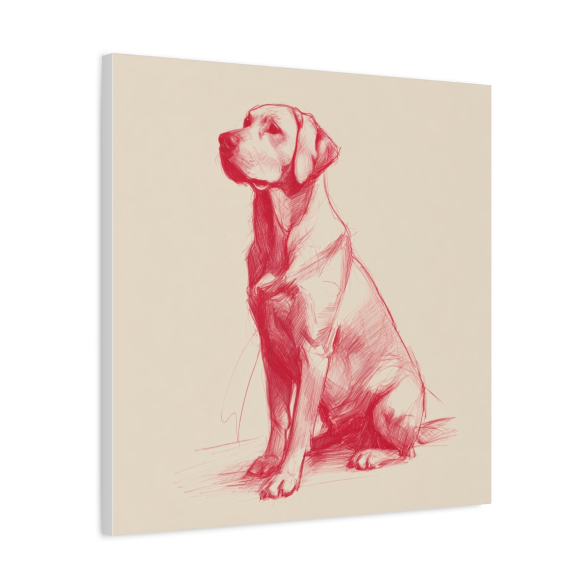 Czerwony Szkic Labradora – Nowoczesna Grafika Liniowa