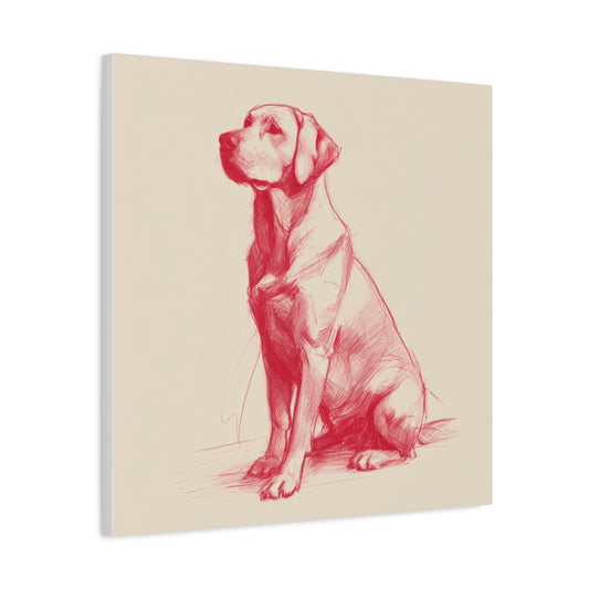 Czerwony Szkic Labradora – Nowoczesna Grafika Liniowa