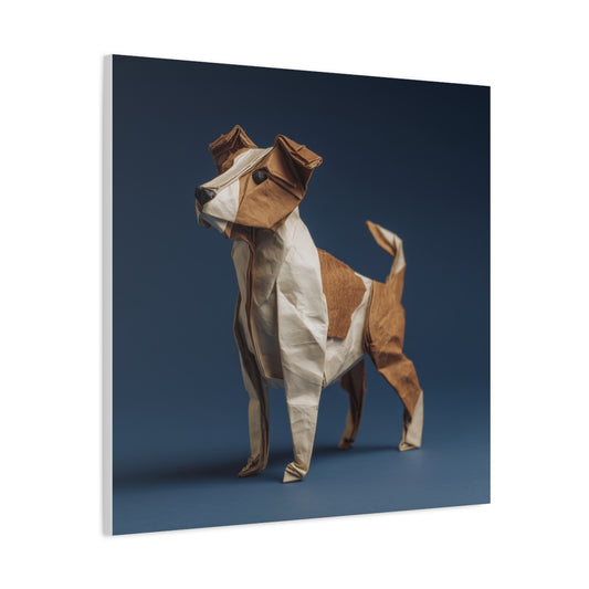 Obraz Jack Russell Terrier w Stylu Origami na Niebieskim Tle