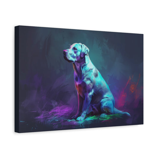 Nowoczesny Obraz Labrador w Neonach – Dekoracja do Salonu