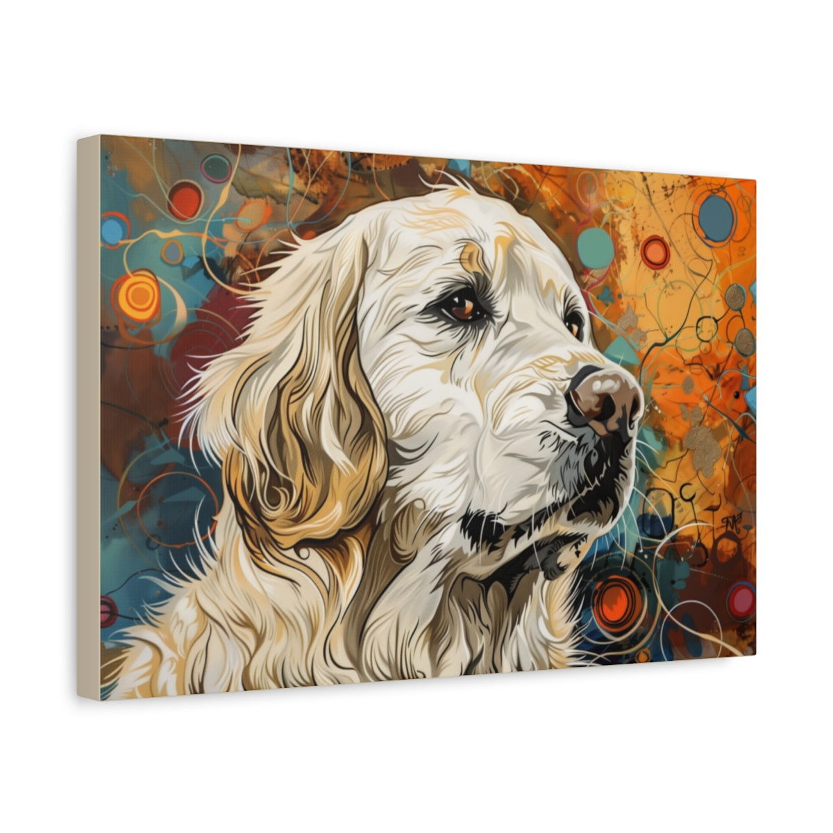Obraz Golden Retriever w Stylu Abstrakcyjnym – Nowoczesna Sztuka na Płótnie