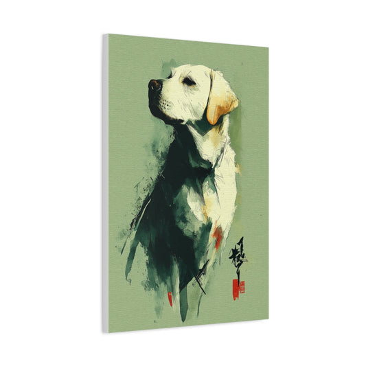 Labrador z Orientalnym Akcentem – Minimalistyczny Obraz Dekoracja