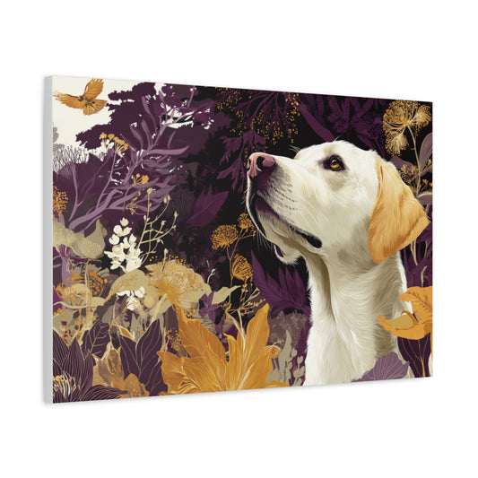 Obraz z Labradorem Wśród Kwiatów – Elegancka Dekoracja Ścienna