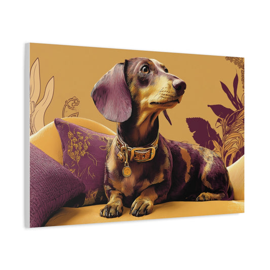 Obraz z Jamnikiem w Kolorach Złota i Purpury – Digital Art