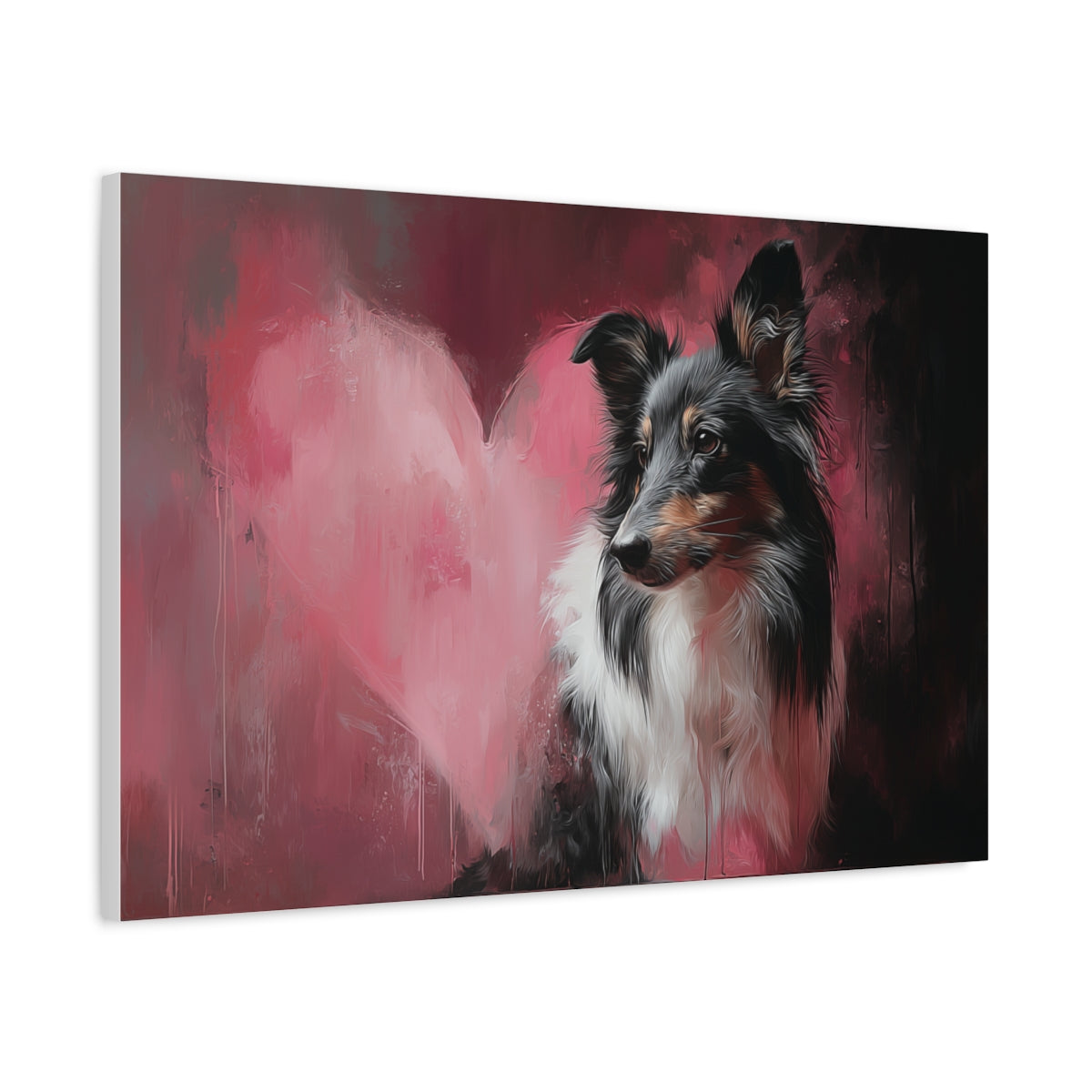 Owczarek Szetlandzki z Sercem – Obraz w Stylu Banksy’ego