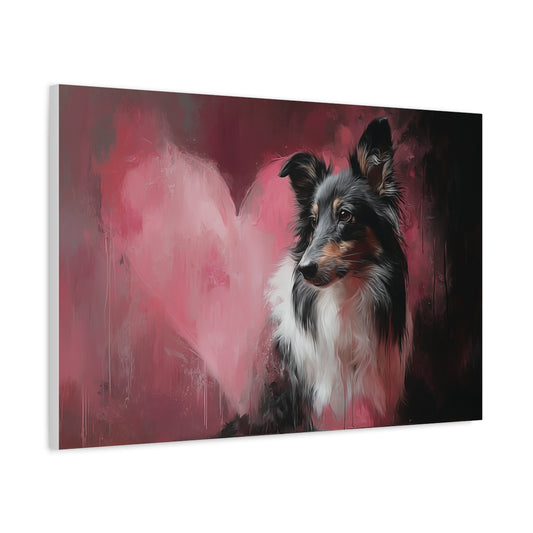 Owczarek Szetlandzki z Sercem – Obraz w Stylu Banksy’ego