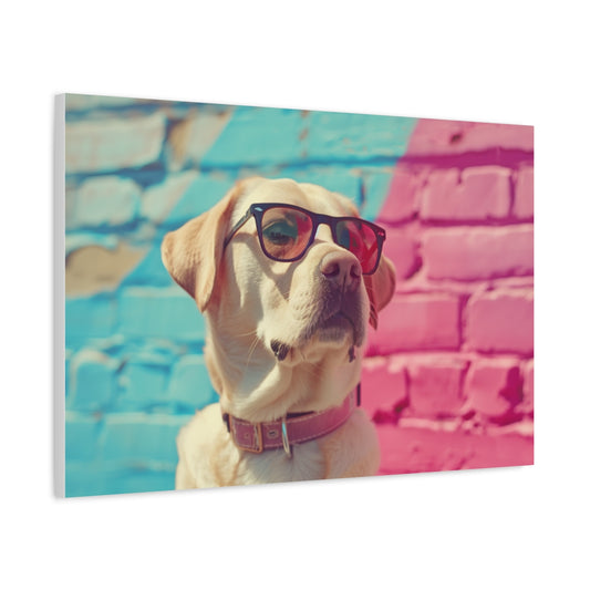 Retro Labrador z Okularami – Popkulturowa Sztuka Na Ścianę