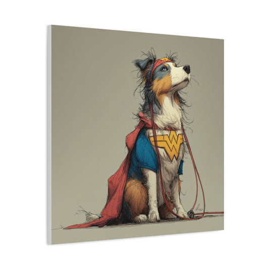 Sheltie Wonder Woman – Obraz Owczarka Szetlandzkiego w Kostiumie