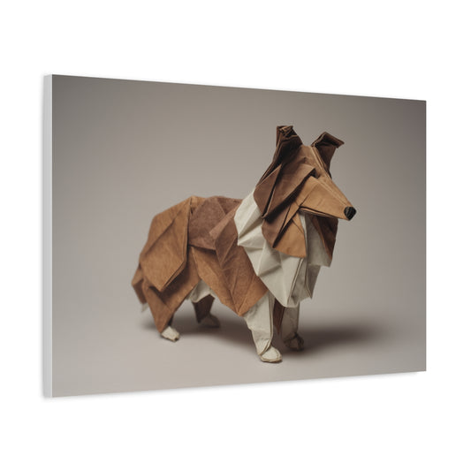 Sheltie w Stylu Origami – Minimalistyczna Dekoracja Ścienna