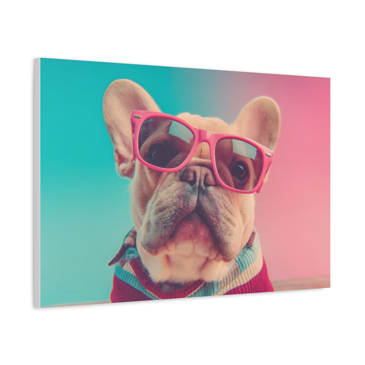 Stylowy French Bulldog z Okularami – Kolorowy Obraz na Ścianę