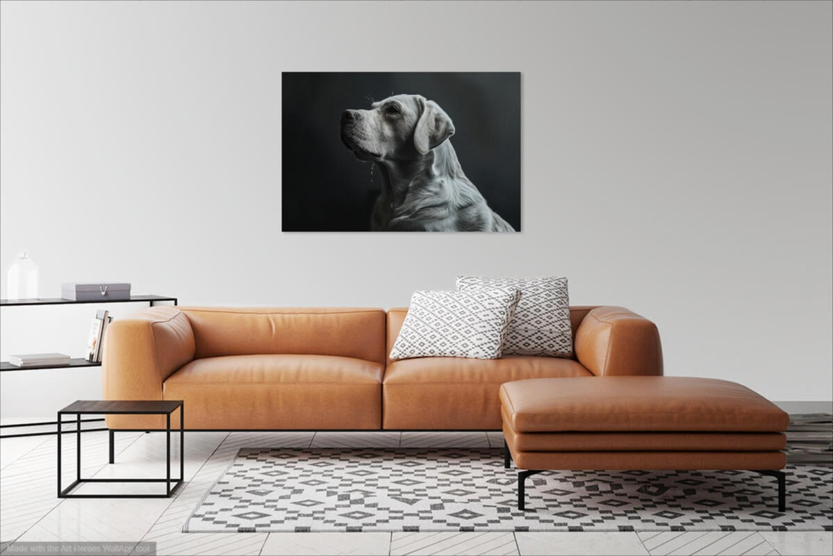 Elegancki Portret Labradora – Minimalistyczna Sztuka w Czarno-Białej Tonacji