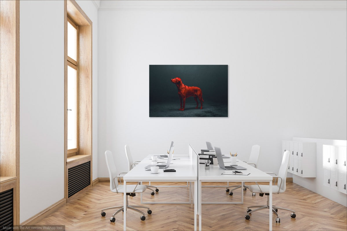 Nowoczesny Obraz "Czerwony Labrador" – Surrealistyczna Dekoracja do Wnętrz