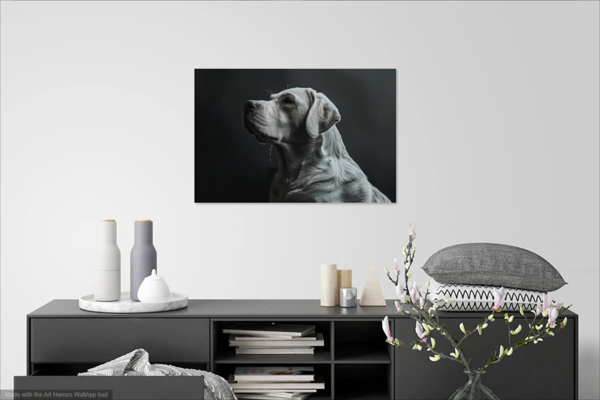 Elegancki Portret Labradora – Minimalistyczna Sztuka w Czarno-Białej Tonacji
