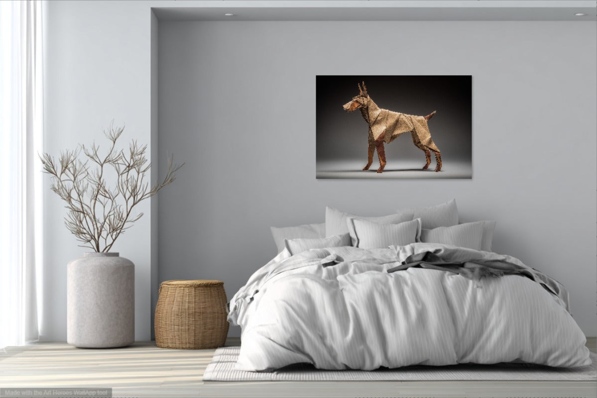 Doberman w Stylu Origami – Designerski Obraz do Wnętrz