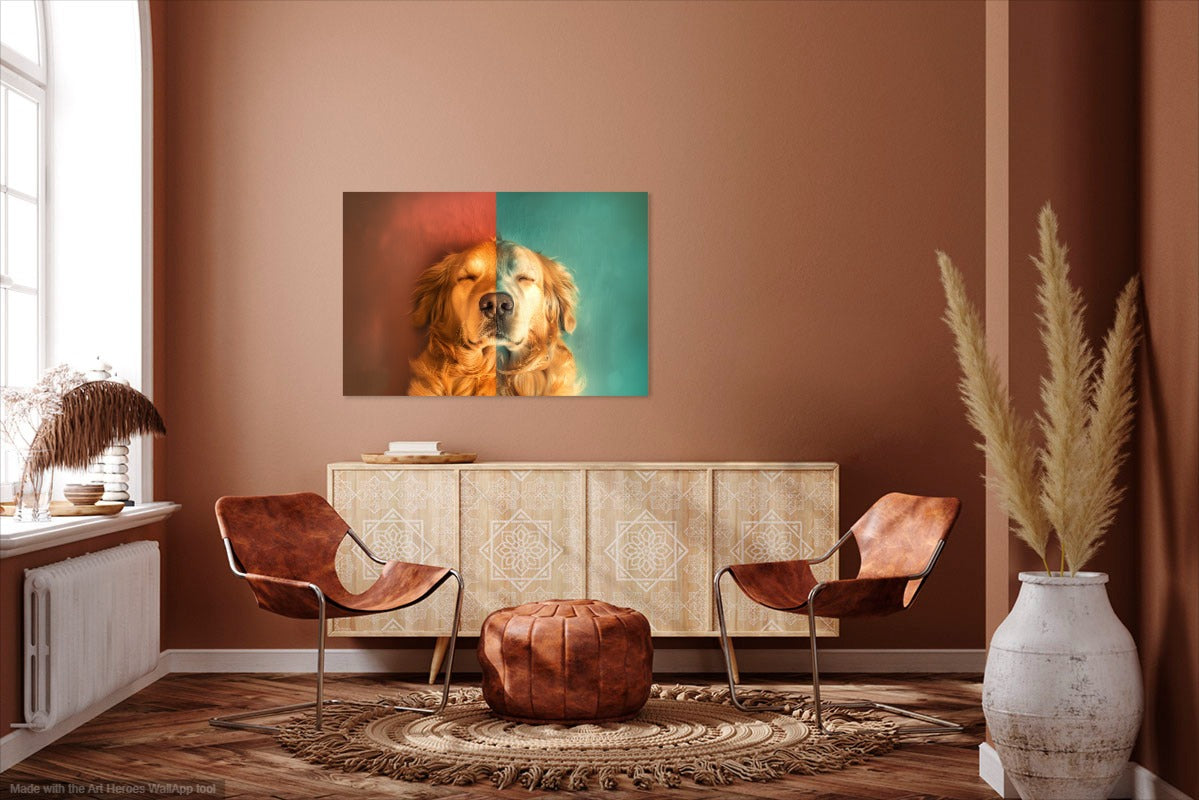 Artystyczny Portret Śpiącego Golden Retrievera - Obraz Na Ścianę